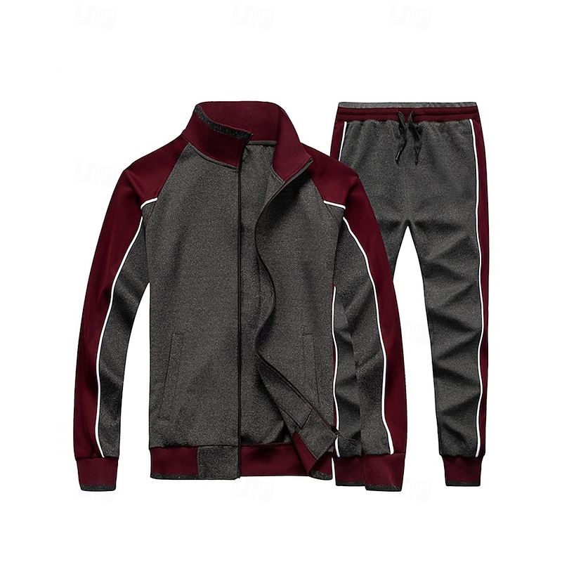 Men's Tracksuit Sweatpants Track Pants Pockets Full Zip Color Block Clothing Suit Fall Black Blue Fishing Hiking Running Sun Protection Windproof Lightweight Long Sleeve Sport Activewear Micro-elastic4