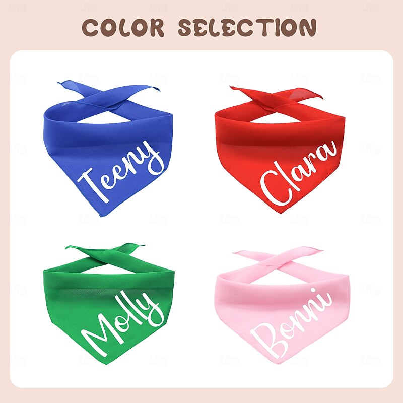 Personalized Name Dog Bandana Custom Gift, Soft Pet Scarf with Clear Engraving, Unique ID Accessory for Daily Walks, Parties, Photo Shoots, Gift for Dog Lovers4