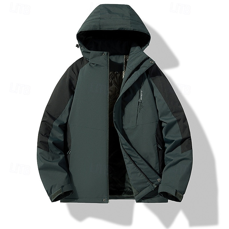 Men's Softshell Jacket Hiking Jacket Thermal Jacket Outdoor Waterproof Windproof Hiking Outfits Hiking Clothes Winter Autumn / Fall Top Camping / Hiking / Caving Running Patchwork Dark Grey Black4