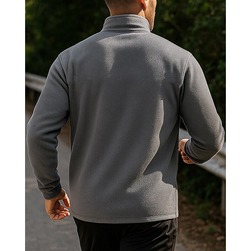 Men's Running Top Sports Sweatshirt Long Sleeve Top Athleisure Solid Colored Thermal Warm Gym Workout Running Sportswear Activewear Black Blue Khaki2