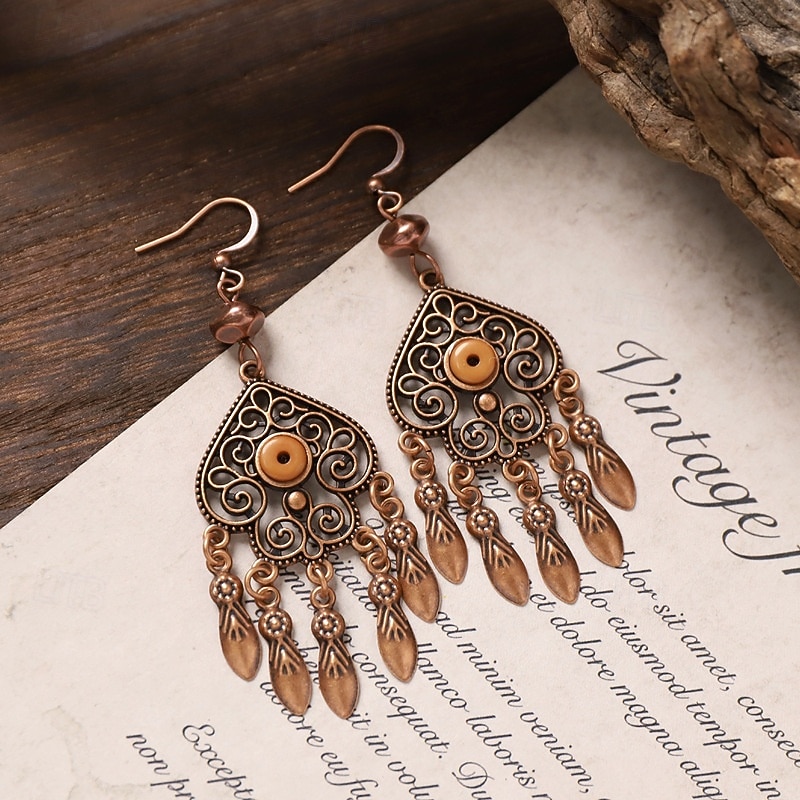 1 Pair Earrings For Women's Street Date Beach Alloy Hollow Out Vintage Style
