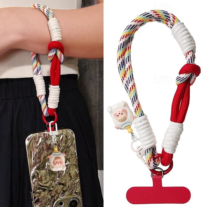 Phone Case For Lanyards Universal with Wrist Strap Cartoon Color Gradient Geometric Pattern Polyester