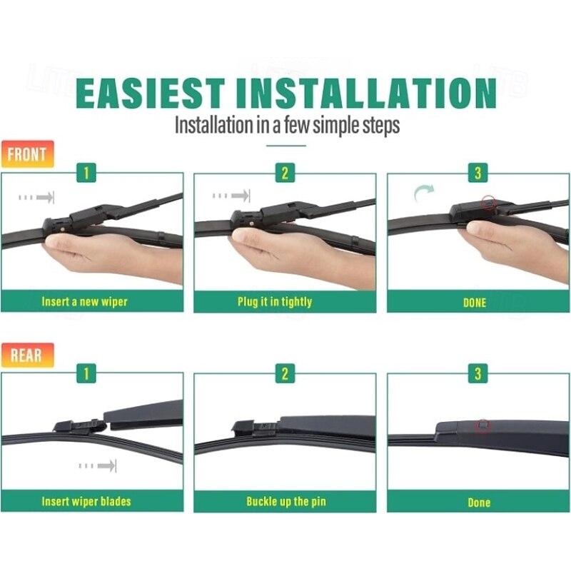 Windshield Wiper Blades Replacement for VW Volkswagen Golf 6/7/8 Premium All Weather Front Rear Wipers Set - OEM Quality3