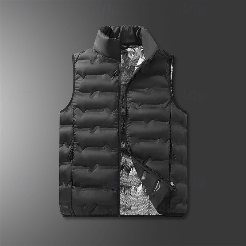 Men's Hiking Vest Winter Vest Puffer Vest Sleeveless Vest Outdoor Thermal Warm Winter Zipper Polyester Black Khaki Dark Blue Hunting Fishing Climbing2