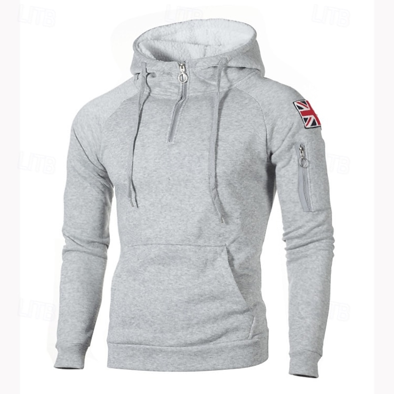 Men's Hoodie Pullover Hoodie Sweatshirt Quarter Zip Hoodie Fleece Hoodie Black Red Light Grey Dark Gray Hooded Plain Zipper Pockets Sports & Outdoor Daily Streetwear Basic Casual Winter Clothing2
