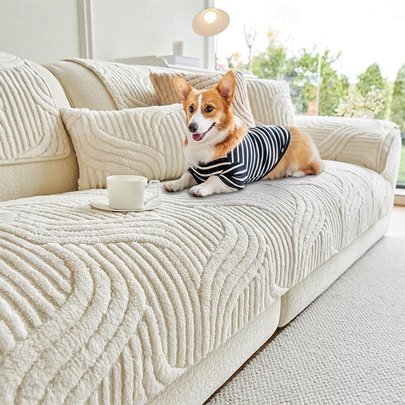Modern Geometric Sofa Cover For Pets Dog Soft Plush Non-slip Sofa Protector Couch Cover Pet Friendly