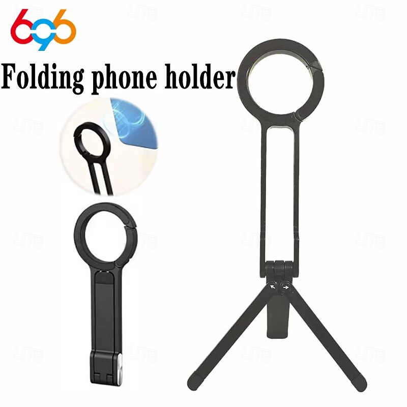 Alloy Phone Tripod Carabiner-Mounted For iPhone Portable Dual-sided Magnetic Tripod Desk Mount Phone Handle Holder4