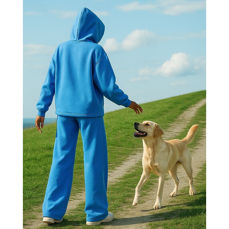 Women's Tracksuit Sweatpants Pullover Sweatshirt Drawstring Pocket Solid Colored Clothing Suit Spring Black White Fishing Hiking Outdoor Sun Protection Windproof Lightweight Long Sleeve Sport2