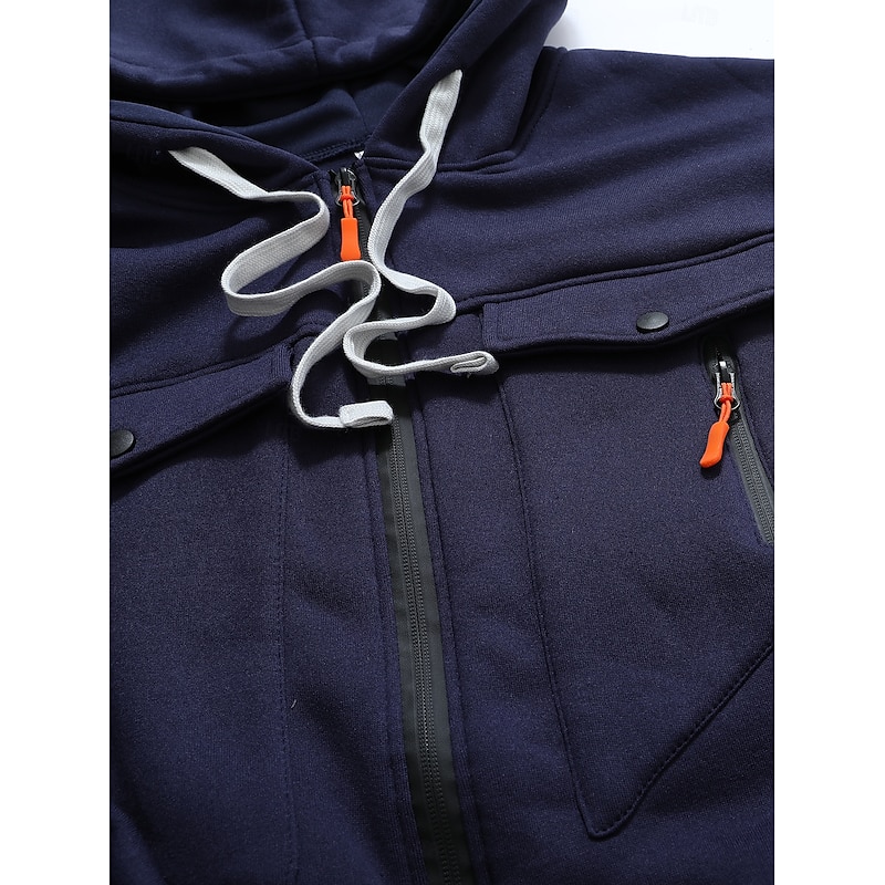 Men's Full Zip Hoodie Zip Up Hoodie Zip Hoodie Sweatshirt Tactical Hoodie Black Army Green Navy Blue Khaki Light Grey Hooded Plain Multi Pocket Zipper Pockets Sports & Outdoor Daily Holiday Polyester2