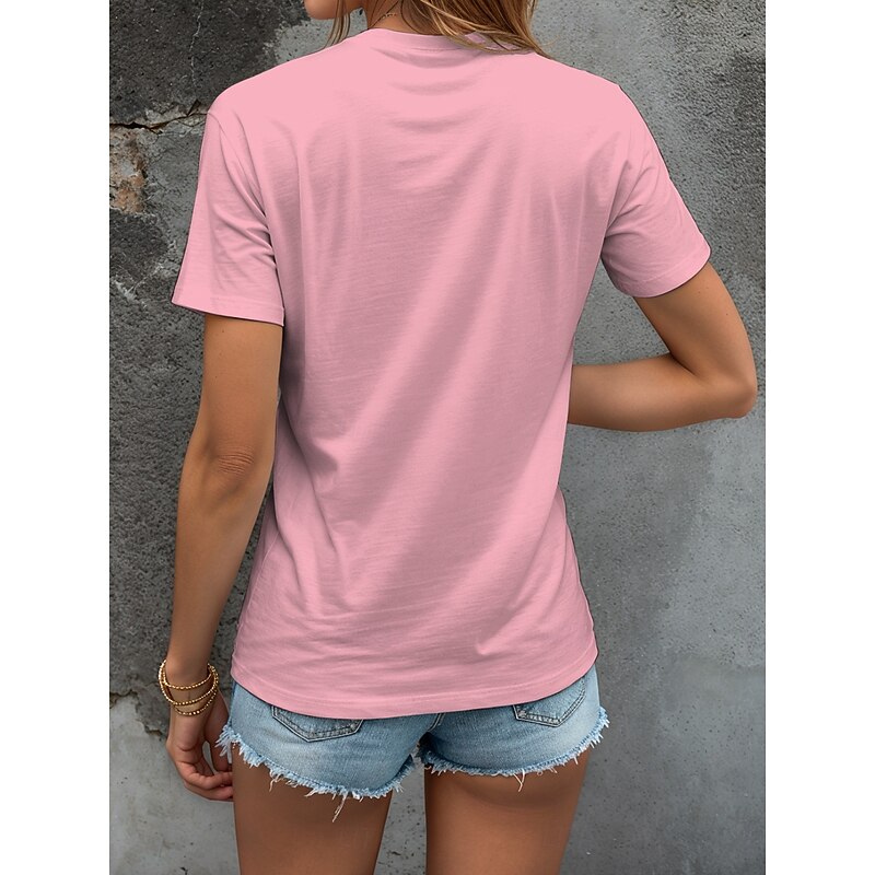 Women's T Shirt Heart Floral Graphic Vintage Fashion Hawaiian Short Sleeve V Neck Regular Tops Daily Going out Weekend Print Black White Yellow Pink Blue Summer Spring2