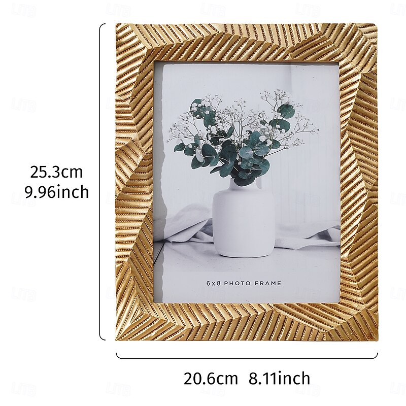 Gold Resin Photo Frame for Tabletop Display, Vertical and Horizontal Picture Frame for Bedroom, Office, Living Room, Warm Holiday Home Decor for Desk and Shelf4