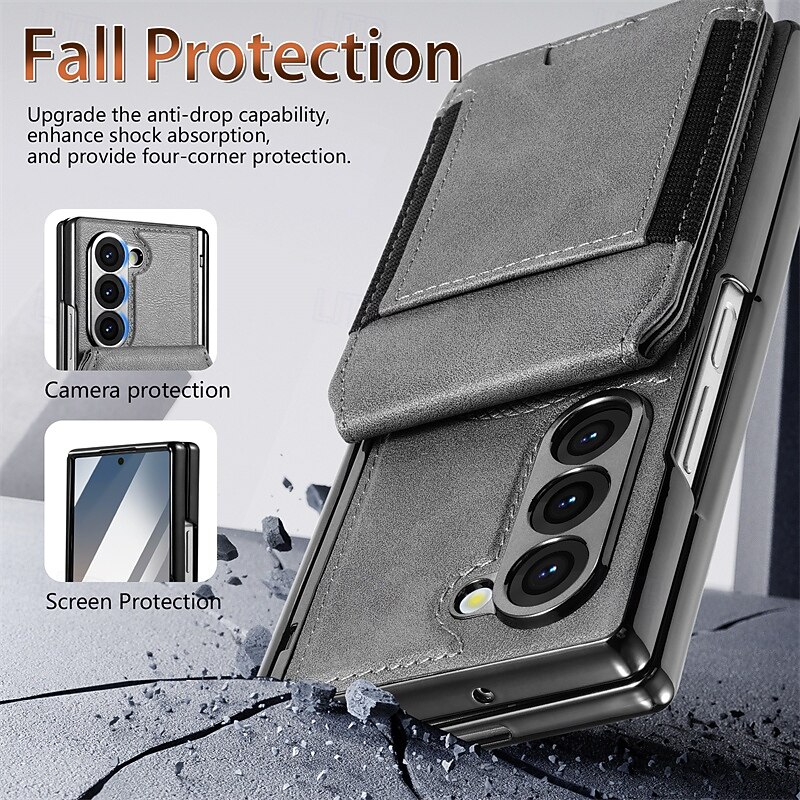 Phone Case For Samsung Galaxy Z Fold 7 Z Fold 6 Z Fold 5 Z Fold 4 Z Fold 3 Magnetic Adsorption Wallet Case Magnetic Full Body Protective Shockproof Retro PC PU Leather2