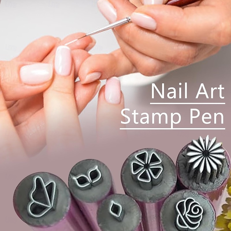 Nail Art Stamp Pen Set, Nail Art Pen Set, Nail Graffiti Nail Art Dotting Tools with Simple Design, Easy to Use, Nail Stamp Pen DIY Nail Art Tools for Girls and Women