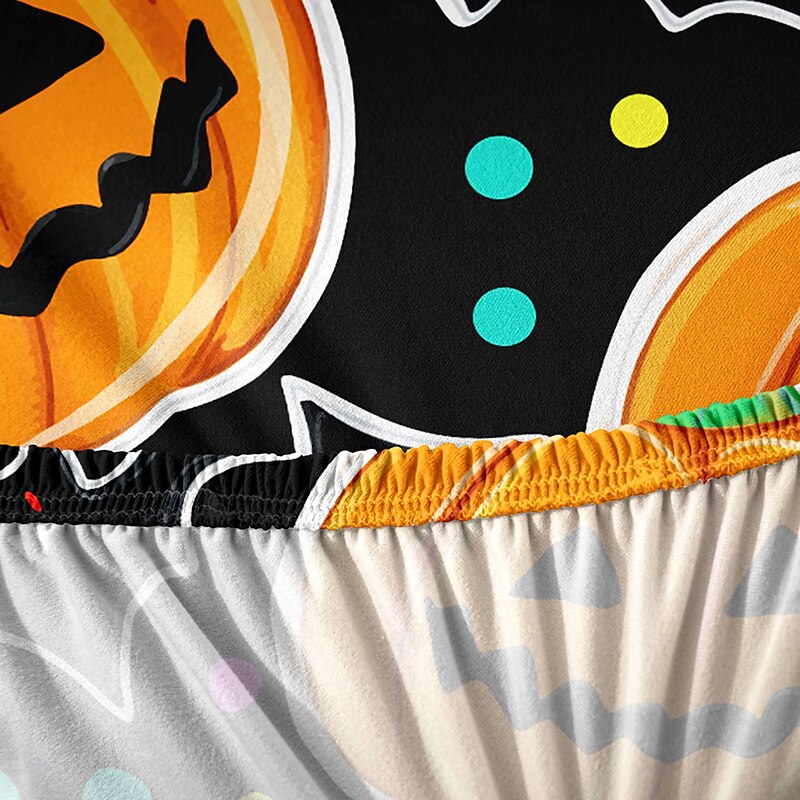 Halloween Armchair Cover Pumpkin Design Bench Cover Solid Color Pigment Print PU Slipcovers4