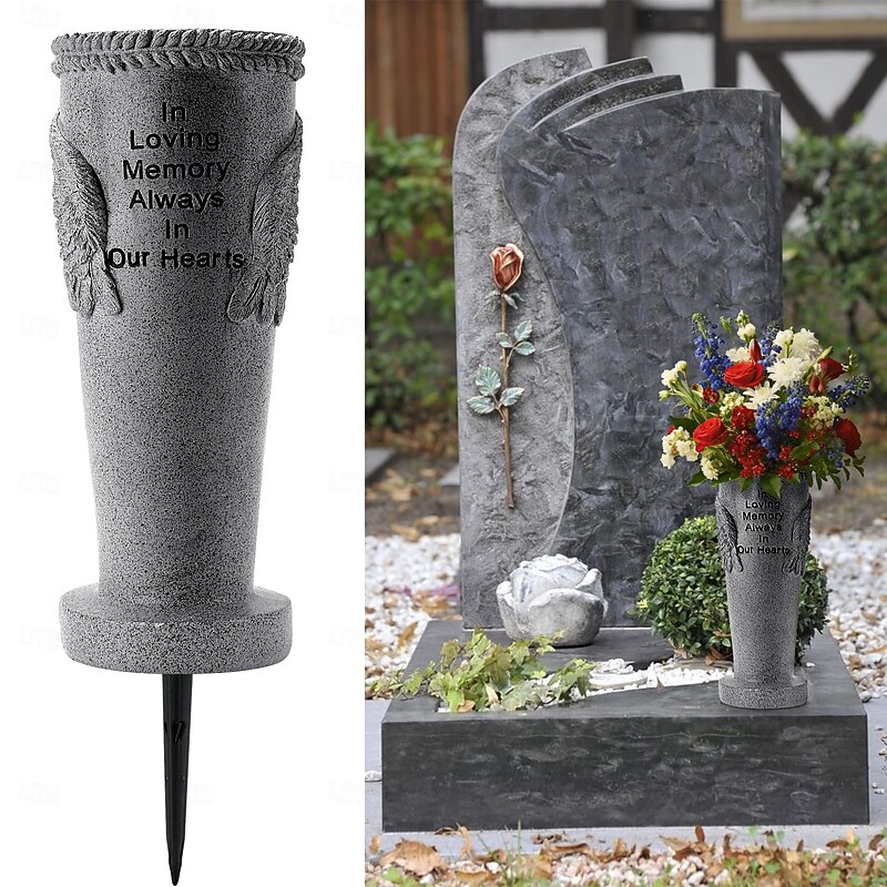 Cemetery Grave Flower Vase, Angel Vases With Spikes, Markers Decor for Humans or Pet, Garden Memorial Gifts for Loved One2