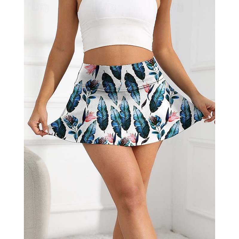 Women's Yoga Shorts Workout Shorts with Pockets Tummy Control High Waist Gym Athletic Pilates Bottoms Printing White Sports Activewear Tight Fit2