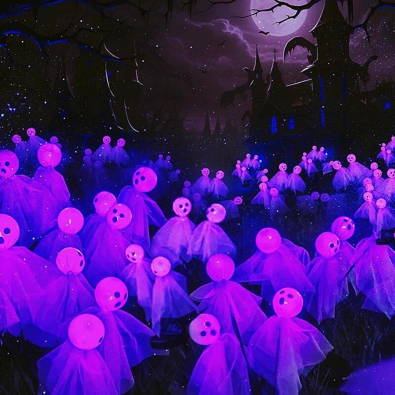 Halloween Decoration Light Outdoor 1 PCS, 6 LED Ghost Halloween Led Lights Solar Garden Lights Halloween Decoration Halloween Decoration Luminous Fairy Lights Garden Lighting