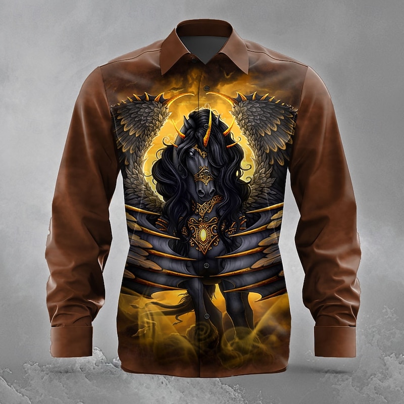 Pegasus by Sarah Richter Men's Animal Horse with Wings Button Up Shirt Long Sleeve Designer Shirt Limited Artist Edition4