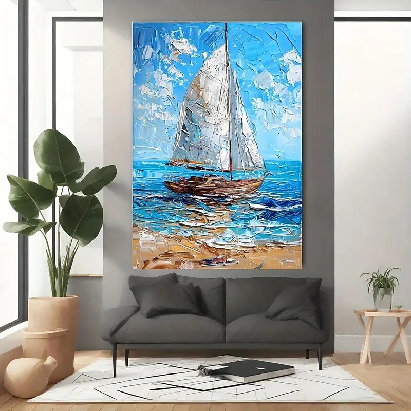 A Modern Abstract Sailboat Ocean Canvas Print Large Wall Art Out Of Frame Ocean Themed Sailboat Suitable For Living Room And Bedroom Decor