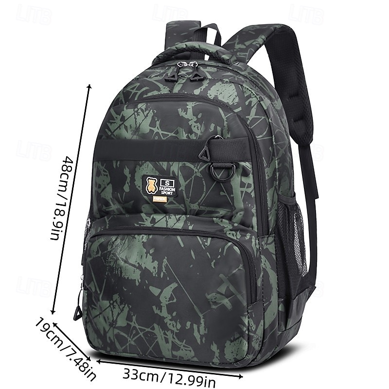 Boys' Camouflage Graffiti School Backpack – Lightweight Large Capacity Bookbag for Middle & High School Students2