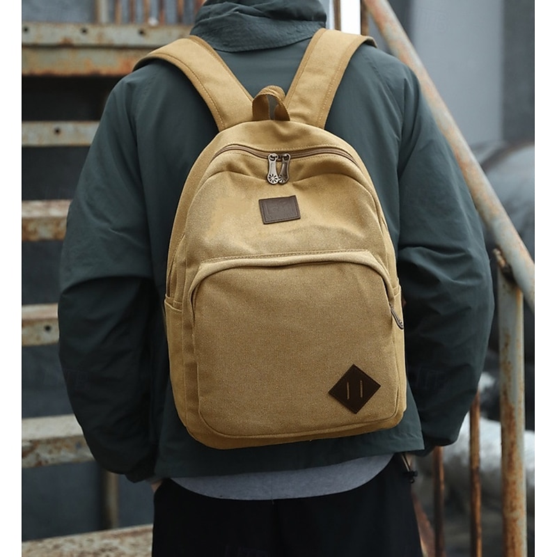 Men's Vintage Canvas Backpack – Durable Outdoor School and Travel Bag with Large Front Pocket and Classic Design3