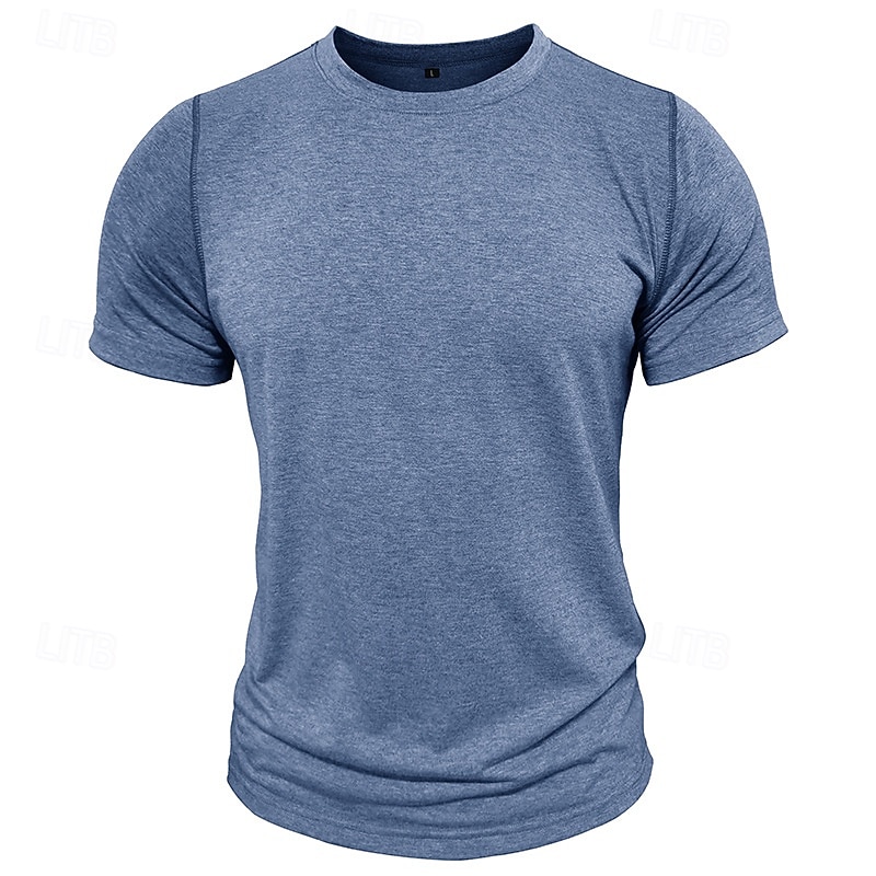 Men's Cotton T Shirt Short Sleeve Crew Neck Summer Spring Solid Color Elegant Neutral Daily Crewneck School Training Outdoor Light Blue Black Blue Top Tee for Men3