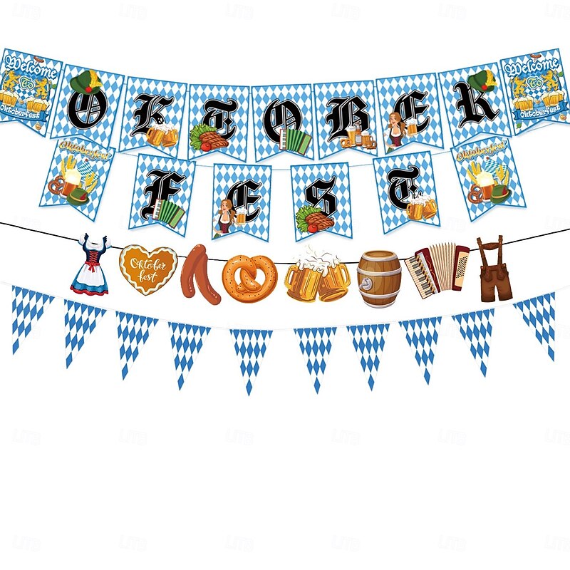 Oktoberfest Decorations Kit, Party Supplies with Bunting Flags, Bavarian Banner Pennant, Latex and Foil Balloons, Tablecloth, Photo Booth Props for Oktoberfest Beer Party2