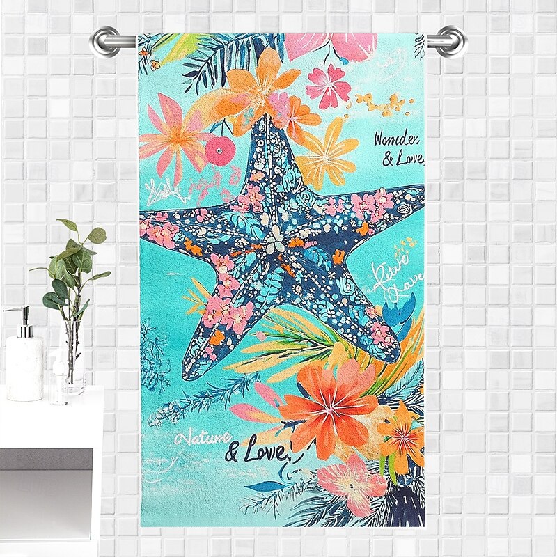 Ocean Starfish Large Microfiber Beach Towel – Quick Dry, Lightweight, Sand Free, Compact Travel Towel for Pool, Beach, Swimming, Camping & Vacation Use2