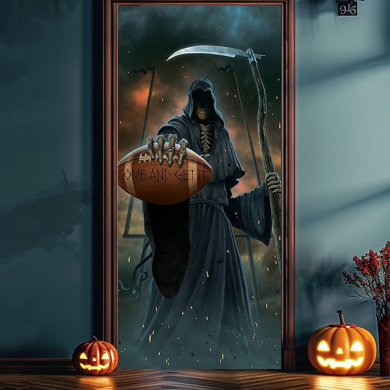 Halloween Door Covers Come and get it by Vincent Hie Door Tapestry Door Curtain Decoration Backdrop Door Banner for Front Door Farmhouse Holiday Party Indoor Outdoor Decor Supplies