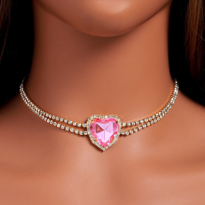 Choker Necklace Rhinestones Women's Fashion Cute Two tone Cute Wedding Semicircle Necklace For Wedding Party Daily