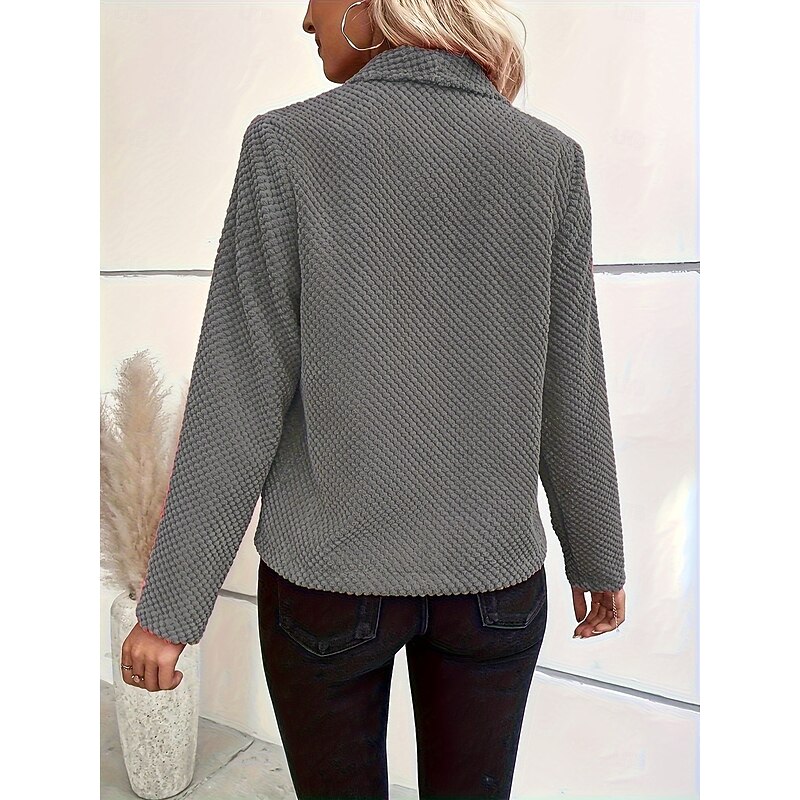 Women's Blazer Comfortable Breathable Slim Fit Fashion Modern Plain Work Daily Regular Turndown Regular Fit Long Sleeve Outerwear Gray Fall Winter2