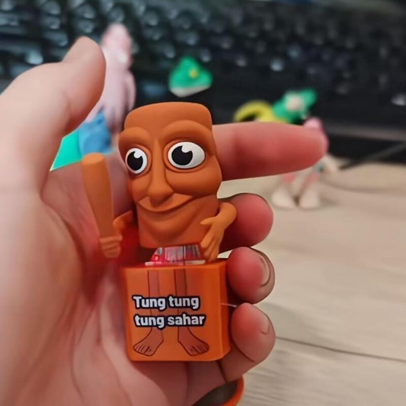 Tungtungtung Sahur Toys Wooden Stick Man Button Keychain Luminous Language Pendant Anime Peripheral Model Decorative Gift Toys2