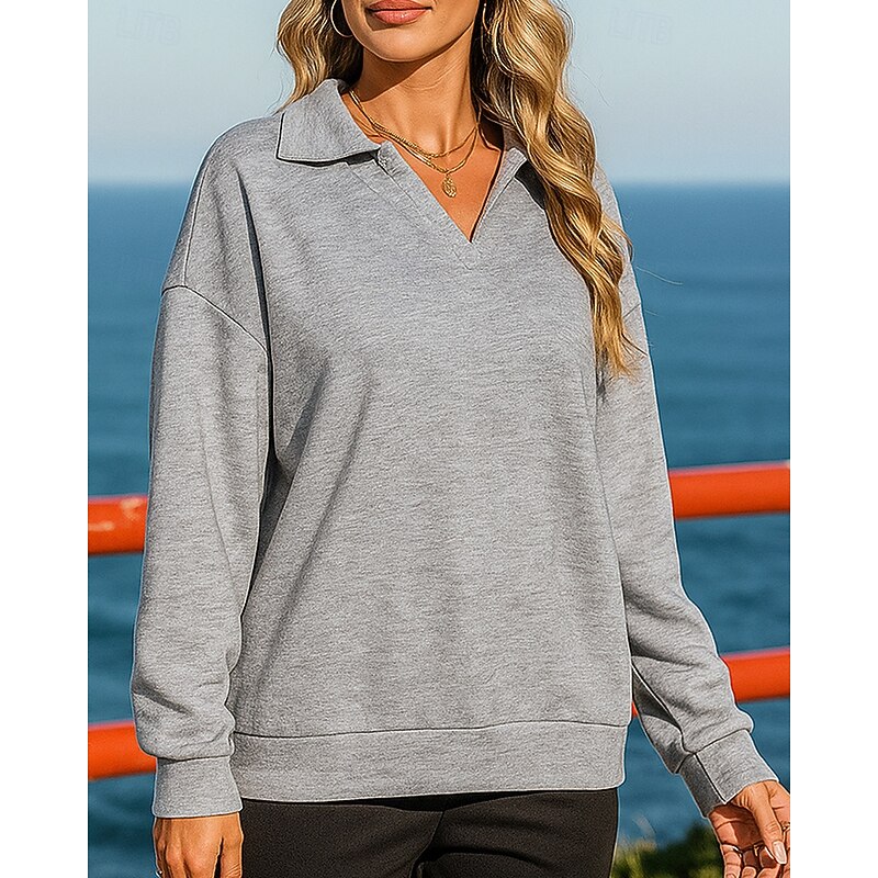 Women's Pullover Sweatshirt Casual Tops Long Sleeve Top Athleisure Fall Solid Colored Lightweight Outdoor Jogging Running Sportswear Activewear Black Pink Blue