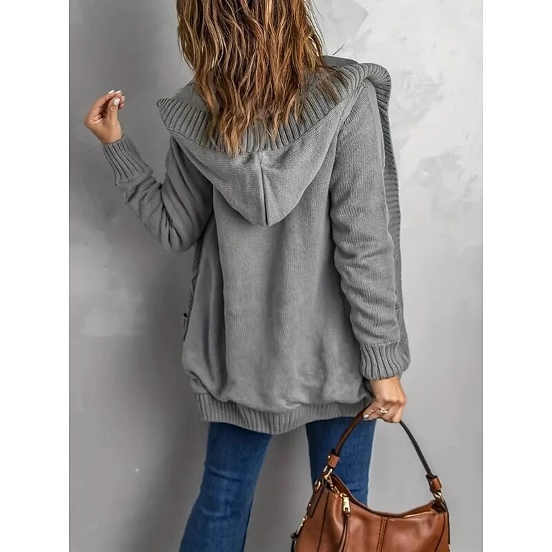 Women's Winter Coat Comfortable Breathable Pocket Fashion Daily Plain Outdoor Casual Daily Single Breasted Regular Hooded Regular Fit Long Sleeve Outerwear Black Yellow Wine Fall Winter3