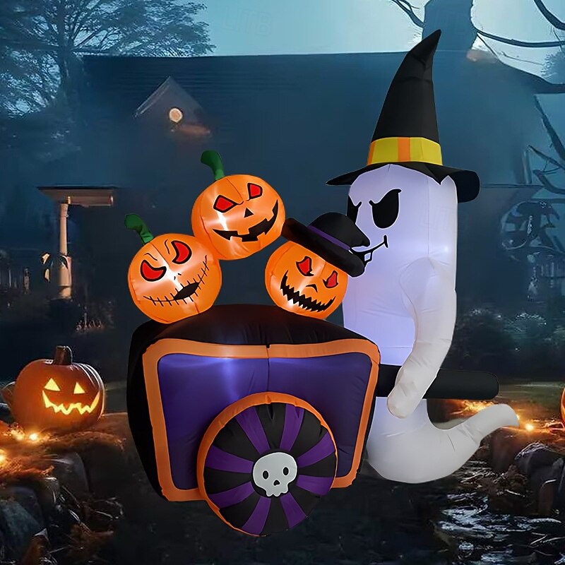 Halloween Inflatable Ghost Honky Cart Pumpkin Air Model Ornaments LED Luminous Outdoor Courtyard Decorations Atmosphere4