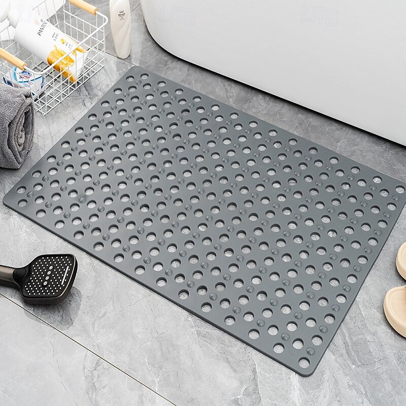 Non-Slip Shower Mat with Suction Cups and Drain Holes Bath Mat for Bathroom, Bathtub or Shower Stall, Quick Drain, Machine Washable, Eco-Friendly Massage Foot Mat for Home Use