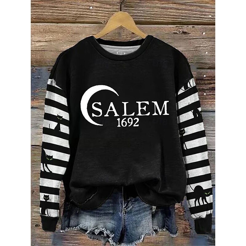 Women's Pullover Sweatshirt Graphic Letter Fashion Casual Long Sleeve Crew Neck Regular Tops Street Dailywear Casual Print Black Orange Green Fall Winter3