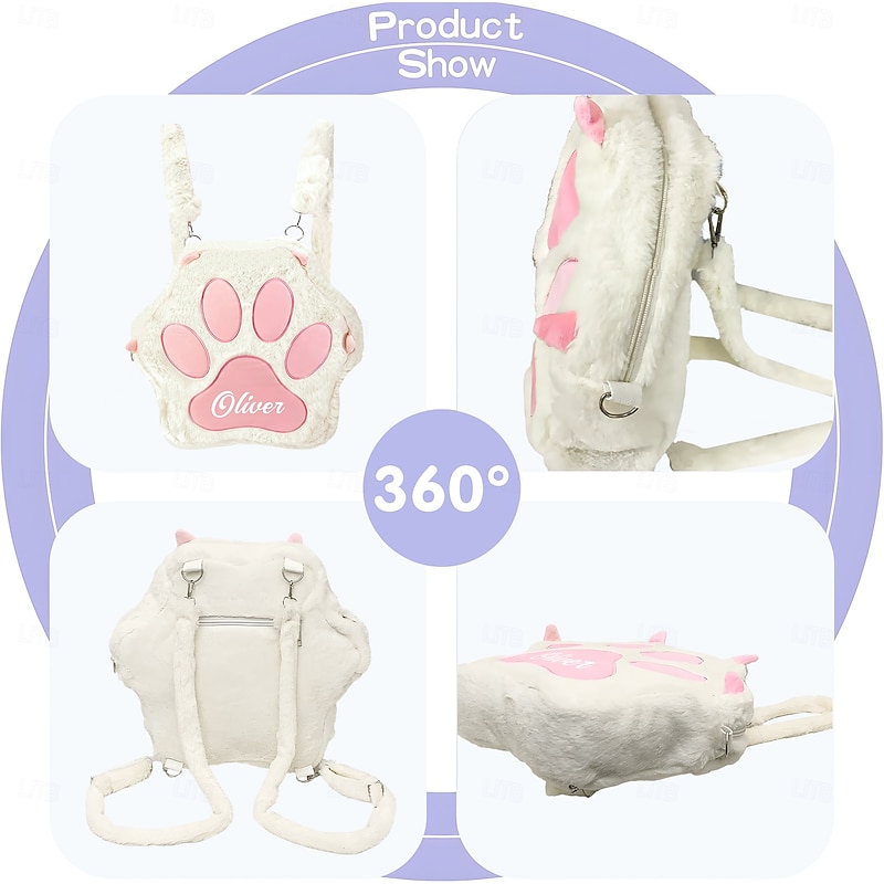 Personalized Name Paw Plush Backpack Custom Back to School Gift, Large Capacity School Bag with Anti-Lost Design, Kids Bookbag for Elementary Students, Perfect School Season Present4