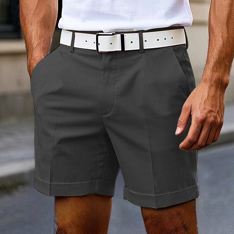 Men's Dress Shorts Burmuda Shorts Work Shorts Pocket Plain Comfort Knee Length Outdoor Business Fashion Casual Black White4