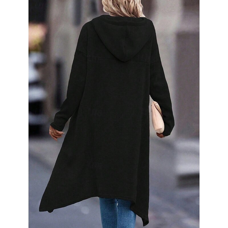 Women's Pullover Hoodie Sweatshirt Plain Casual Long Sleeve Hooded Long Tops Street Dailywear Black Gray Fall Winter2