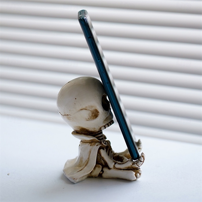 Halloween Resin Figurine Cloaked Meditating Skeleton Unique Resin Desktop Ornament Car Decoration Spooky Gothic Halloween Party Tabletop Figurine Home Accent2