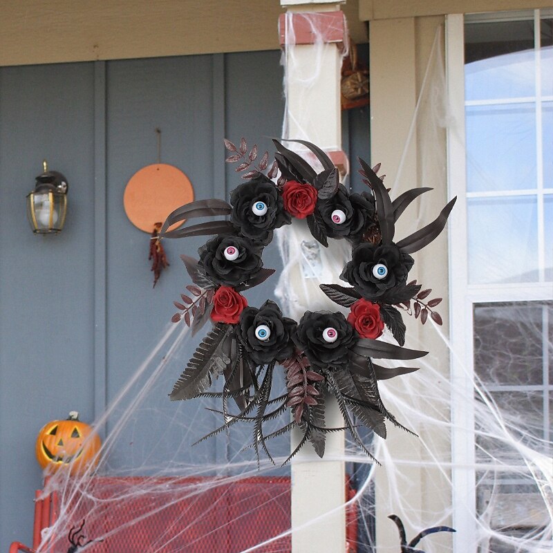Halloween Wreath for Front Door, Scary Rose Eyeball Wreath with Twigs, Creepy Horror Decor for Haunted House, Bar, Party, Spooky Halloween Atmosphere Decoration4