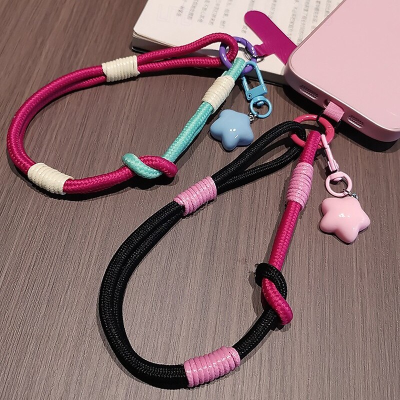 Phone Case For Lanyards Universal with Lanyard with Wrist Strap Color Gradient Geometric Pattern Polyester3