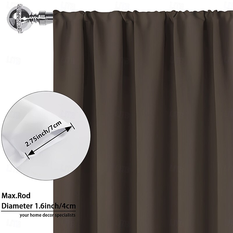 Curtain Drapes Solid Color Blackout Curtain Panel Modern Minimalist Thermal Insulated Drapes for Living Room, Bedroom, Balcony, Doorway, Fitting Room, Ready-Made Window Treatment2