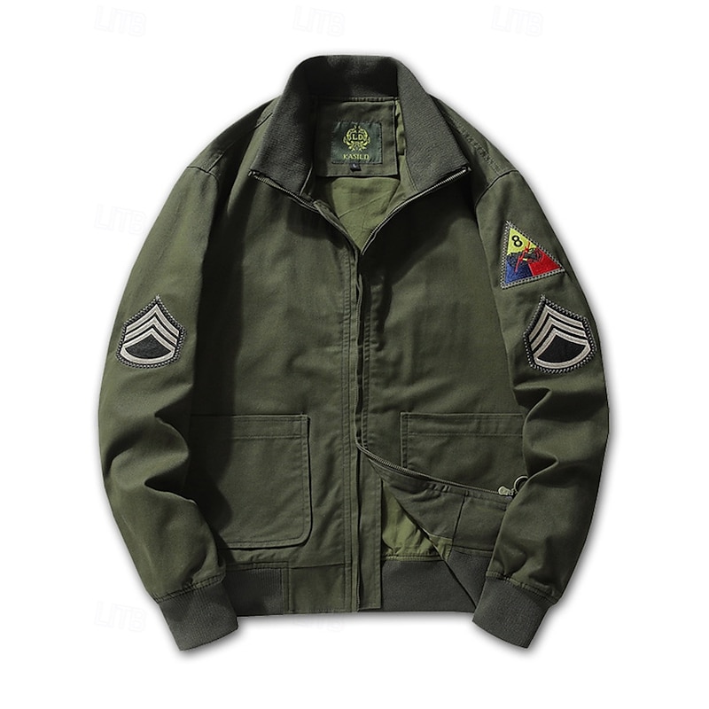 Men's Aviator Jacket Outdoor Windproof Hiking Outfits Hiking Clothes Spring Autumn / Fall Top Cotton Camping / Hiking / Caving Running Black Green Khaki4