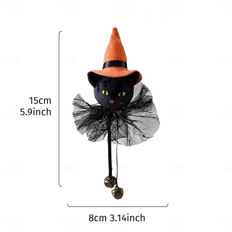 Halloween Witch Doll Hanging Ornament, Cartoon Bell Decoration with Tulle Skirt, Pumpkin, Ghost, and Black Cat Plush Charms for Indoor and Outdoor Halloween Party and Home Decor2