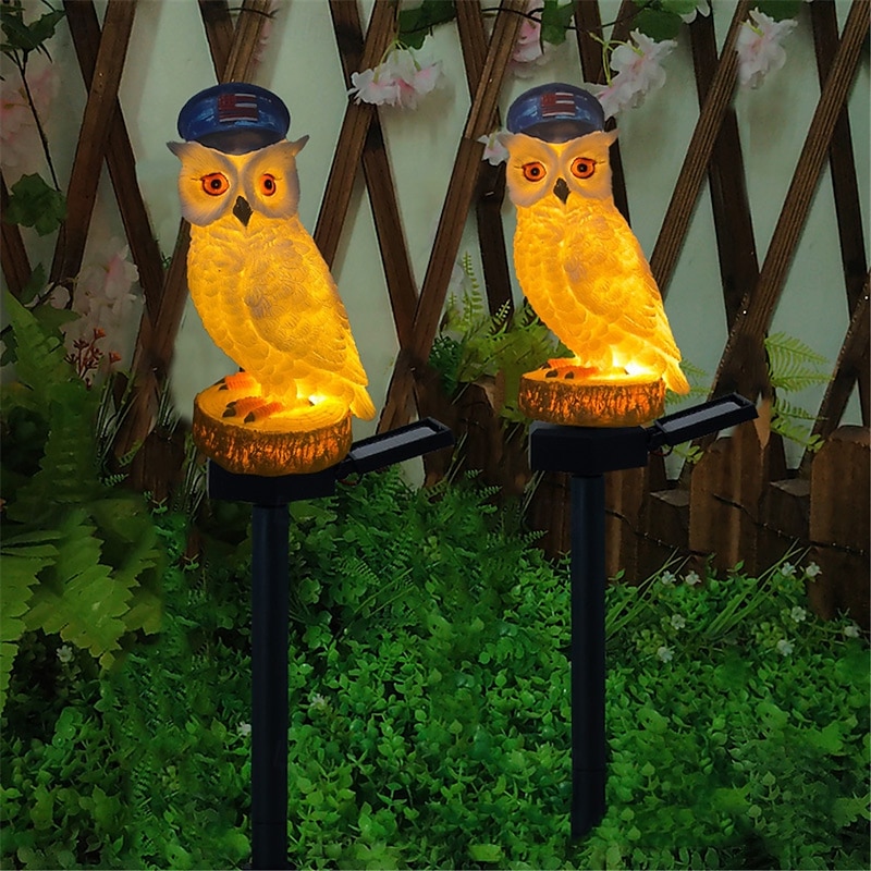 Solar Lawn Light Animal Shaped Light Owl Ground Plug Light Courtyard Decorative Light  1PC4