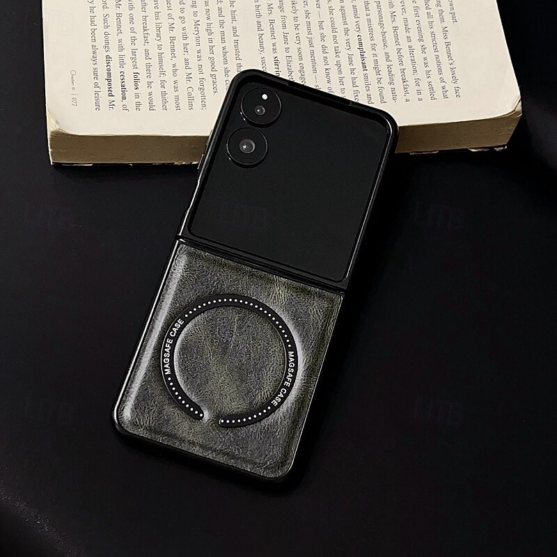 Phone Case For Samsung Galaxy Z Flip 7 Z Flip 6 Z Flip 5 Z Flip 4 Z Flip 3 Back Cover Magnetic Shockproof Retro TPU PU Leather2