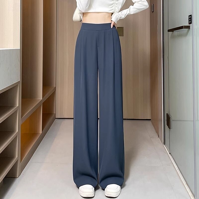 New style high-waisted casual wide-leg pants with a drapey feel - perfect for summer available in plus sizes lightweight and versatile.2