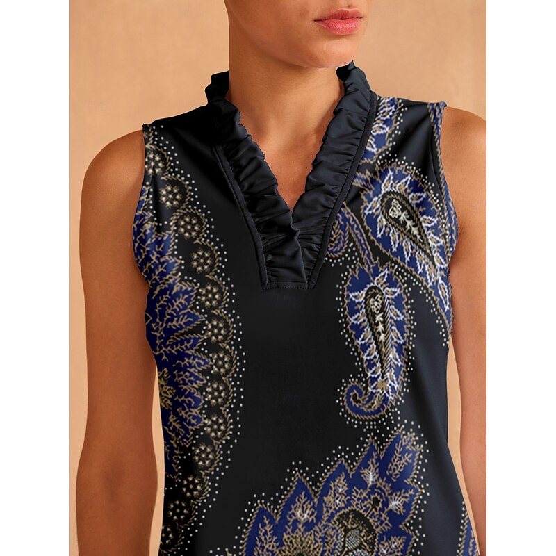 Women's Golf Polo Shirt Dark Navy Sleeveless Top Ladies Golf Attire Clothes Outfits Wear Apparel3